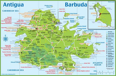 Large Detailed Tourist Map Of Antigua And Barbuda Tourist Map Antigua Caribbean Barbuda