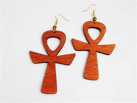 Ankh Earrings Wooden Jewelry Egyptian Wood Ankhs Pendant Women T