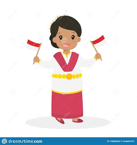 Indonesian Girl Wearing North Maluku Traditional Vector Stock Vector