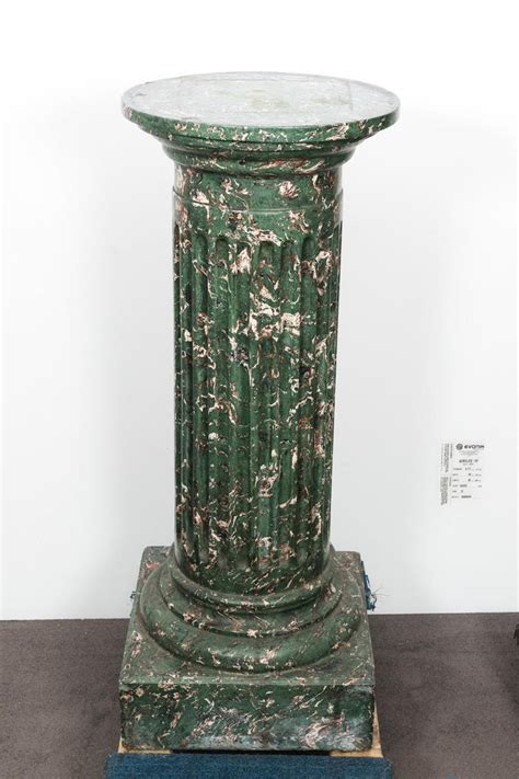 Pair Of Faux Marble Column Pedestals At 1stdibs