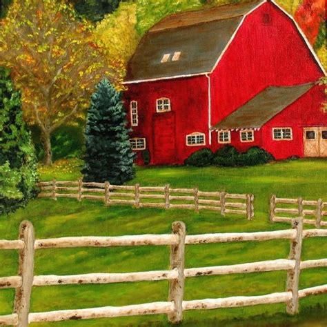 The Red Barn Painting By William Erwin The Red Barn Fine Art Prints