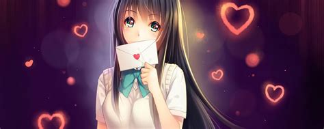 2560x1024 Anime Girl In Love With Love Letter 2560x1024 Resolution Hd 4k Wallpapers Images