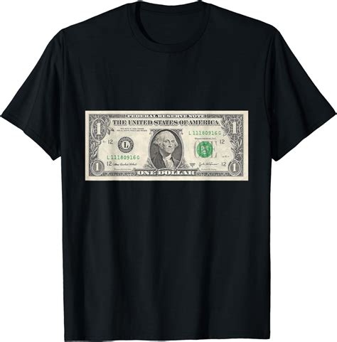 One Dollar Bill Money Cash T Shirt Amazon Co Uk Fashion