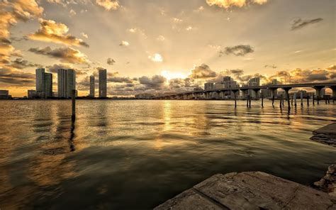 Miami Sunset View Full Hd Desktop Wallpapers 1080p