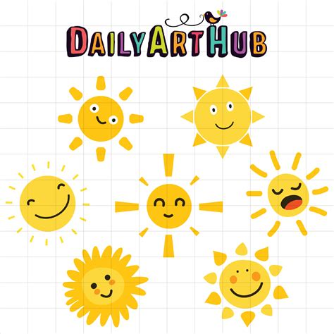 Sunny Smile Clip Art Set Daily Art Hub Graphics Alphabets And Svg