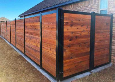 Backyard metal gates with wood infill. Modern Fence Systems [Metal Frame + Any Infill ...