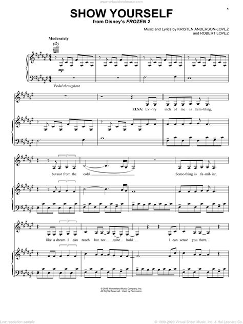 Show Yourself From Disneys Frozen 2 Sheet Music For Voice Piano Or Guitar