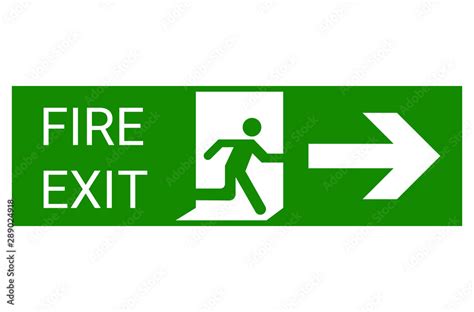 Fire Exit Sign Green Emergency Exit Sign Vector De Stock Adobe Stock