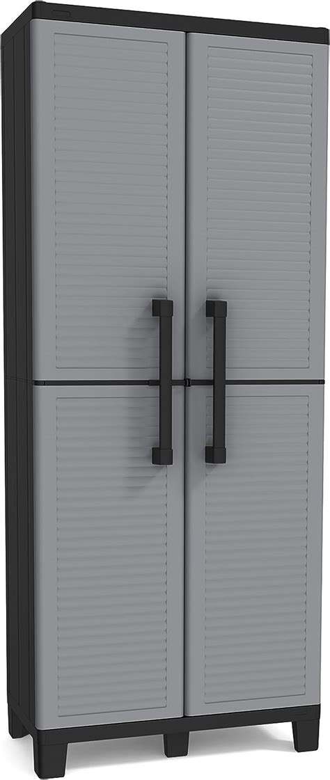 Keter Grey Resin Garage Storage Cabinet With Doors And Shelves