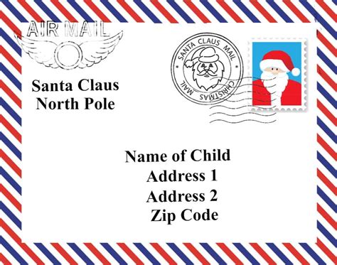 Christmas envelope with cute stamps. FREE Personalized Printable Letter from Santa to Your Child