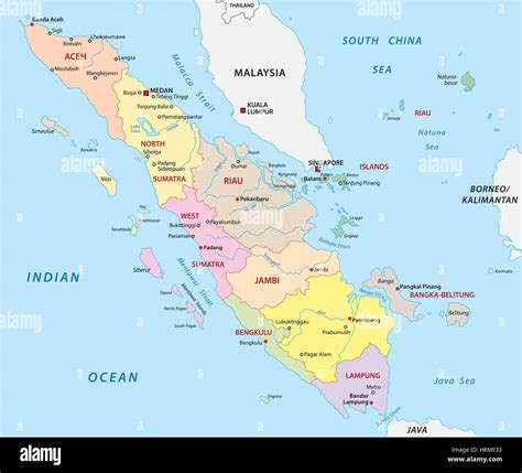 sumatra administrative map stock vector image art alamy