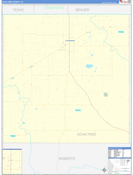 Ochiltree County Tx Zip Code Wall Map Basic Style By Marketmaps Mapsales
