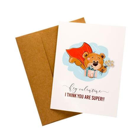 Hey Valentine You Are Super Printed Greeting Card Pgc 14 Hndmd