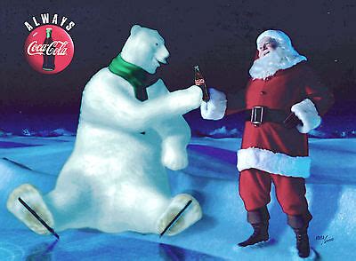 Good Friends Coke Coca Cola Polar Bear Santa Claus Christmas Cel Ad New