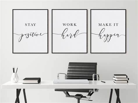 Office Decor Inspirational Printable Wall Art Set Of 3 Etsy Work