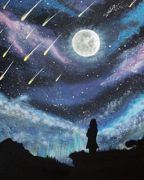 Use the meteor shower animation to find out how, where, and the interactive meteor shower sky map shows the position of the radiant (the circle) in the night sky above new york (change location). Meteor Shower Silhouette Painting, Original Acrylic Painting on Canvas, Original Artwork, Night ...