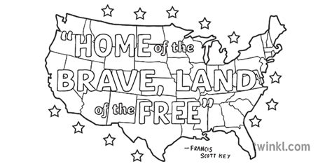 Independence Day Colouring Pages Star Spangled Banner Quote Mindfulness