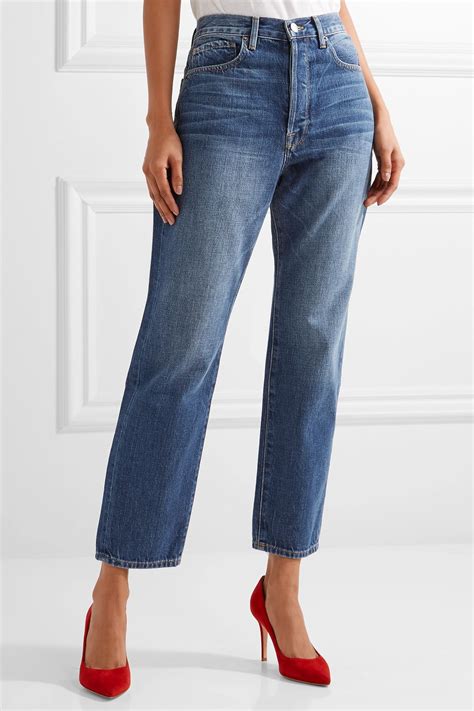 Frame Denim Le Original Cropped High Rise Straight Leg Jeans In Blue Lyst