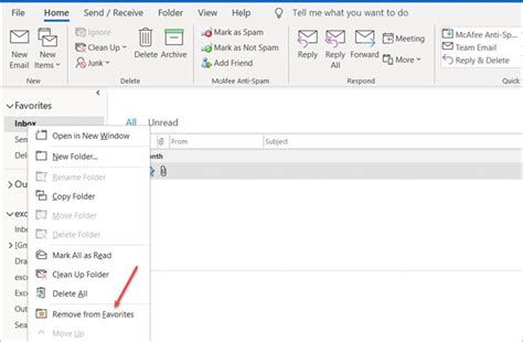 How To Remove Folders From Favorites In Outlook Excelnotes