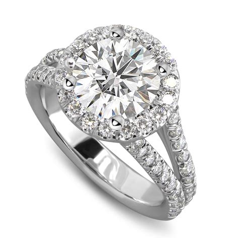 Split Shank Round Halo Diamond Engagement Ring 085 Carats Gold Or