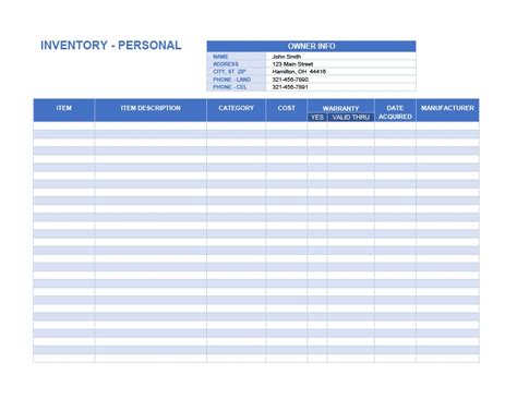 Inventory List Template Free Printable Word Pdf Excel
