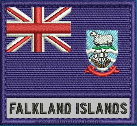Design Embroidery Flag Of Falkland Islands Islas Malvinas With Text
