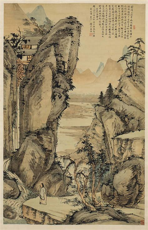 A Large Chinese Scroll Painting On Silk Gao Jian 1634