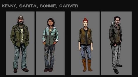 group of characters in the walking dead game