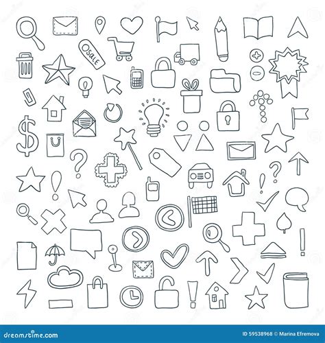Vector Doodle Icons Set Stock Vector Illustration Of Document 59538968