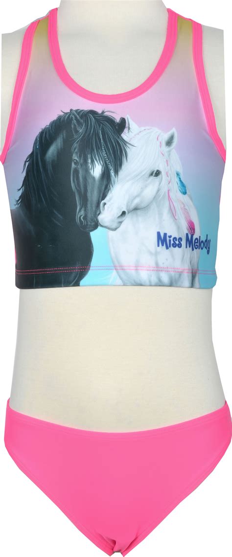Miss Melody Bikini Tankini Schwarzes And Weißes Pferd Neon Pink Kaufen