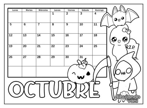 Octubre 2020 Para Imprimir Y Colorear Calendario Dibujando Con Vani