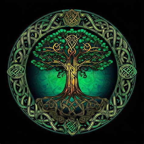 Die Lebhafte Keltische Baum Des Lebens Und Todessymbol Generative Ai