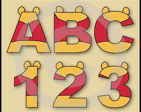 Winnie The Pooh 2 Alphabet Letters And Numbers Clip Art Graphics Winnie