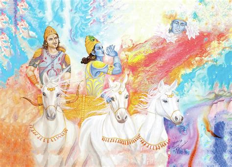 Krishna And Arjuna During Kurukshetra War Painting By Rajani Pixels