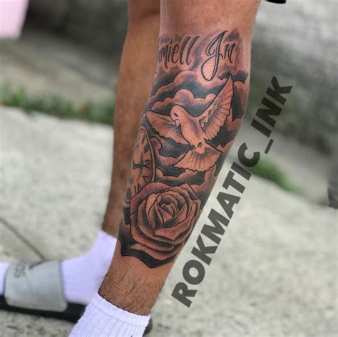 Leg Tattoo By Rokmaticink Calf Sleeve Tattoo Leg Tattoos Forearm