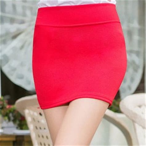 The New Candy Colors Mini Skirt Sexy Elastic Force Tight High Waist A Line Skirts Womens