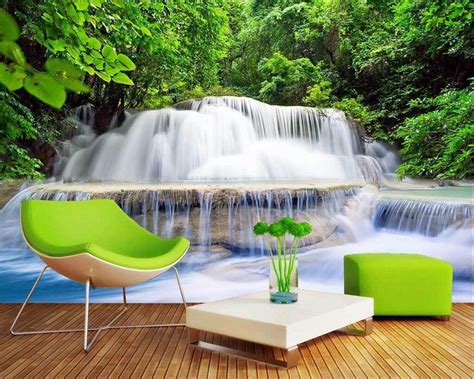 Beibehang Custom Wallpaper Fresh Aesthetic Waterfall Water Tv