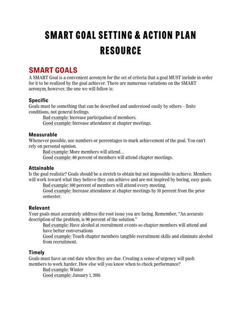 Printable SMART Action Plan Examples Format Pdf Examples
