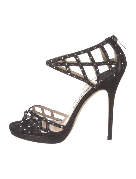 Jimmy Choo Crystal Sandals Black Sandals Shoes Jim31520 The Realreal