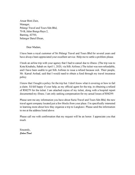 Sample Of Poorly Written Letter Poor Anuar Binti Zain Manager
