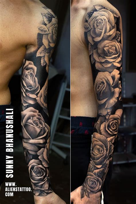 Black Roses Half Sleeve Tattoo Tattoo Area