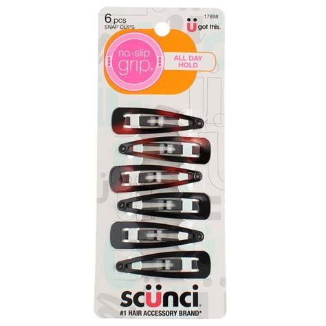 Scunci No Slip Grip Snap Hair Clips 6 Ea Pack Of 3