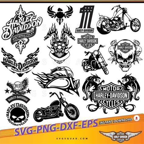 Harley Davidson Svg Black Silhouette Bundle Svg Cut Files Png Eps Dxf