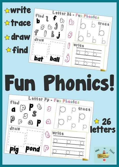 Fun Phonics Alphabet Find Trace Draw And Hand Write Each Etsy Uk