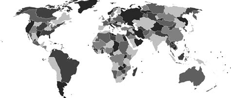 Black And White Map Of The World Maping Resources