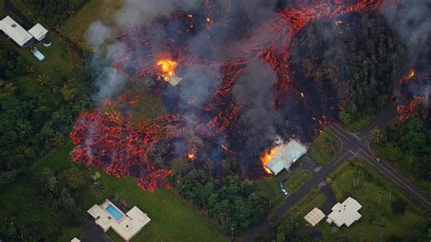 Aerial Footage Shows Volcanic Lava Destroying Homes In Hawaii Youtube
