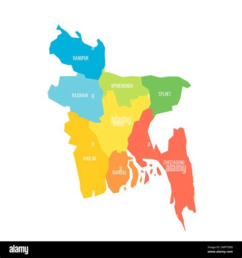 Bangladesh Political Map Of Administrative Divisions Stock Vector Image