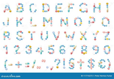 Pills Font Alphabet Letters Medical Typeface Numbers Vector