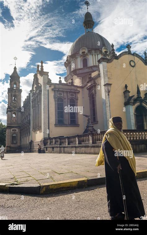 Ethiopian Orthodox Tewahedo Church Monks Stroll Around The Holy Trinity