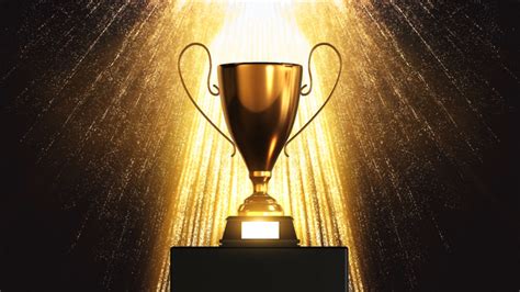 3d Trophy With Gold Particles Background Motion Graphics Videohive